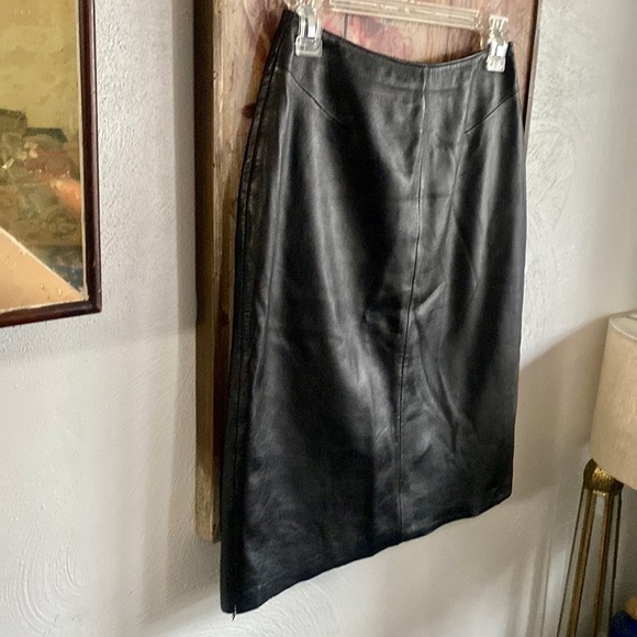 WILSON LEATHER SKIRT PELLE STUDIO BODYCON BLACK LEATHER SKIRT MIDI SKIRT 4 VTG - Picture 11 of 14